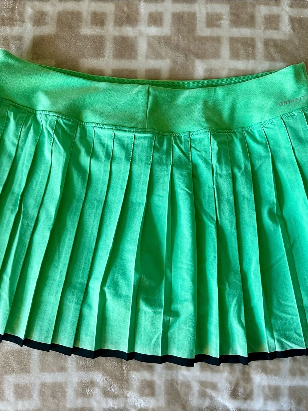 Nike Women's Vibrant Green Pleated Skater Skort with Black Hem